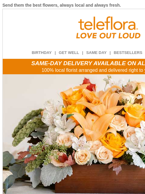 teleflora newsletter: Fall In Love ππ 20% Off All Flowers
