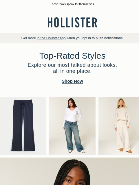 hollisterco newsletter: Saturday’s top-rated styles.