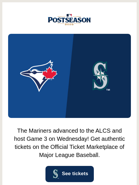 seatgeek newsletter: Mariners vs Blue Jays