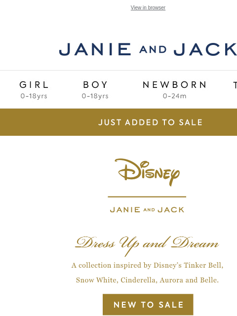 janieandjack newsletter: New to Sale: our Disney Princess collection