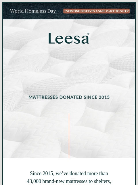 leesasleep newsletter: Everyone deserves a safe place to sleep​