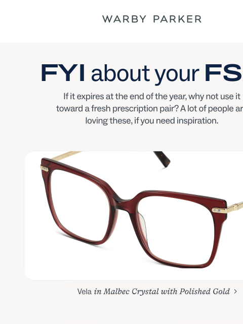 warbyparker newsletter: Forgot about your FSA?