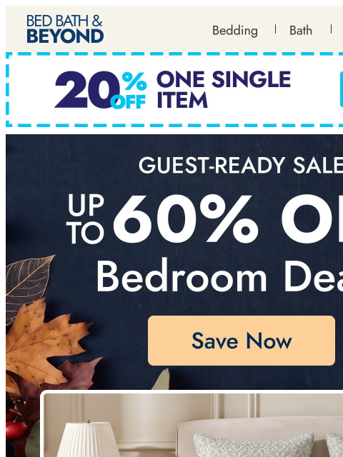 bedbathandbeyond newsletter: Give your guest room a refresh 🛏️