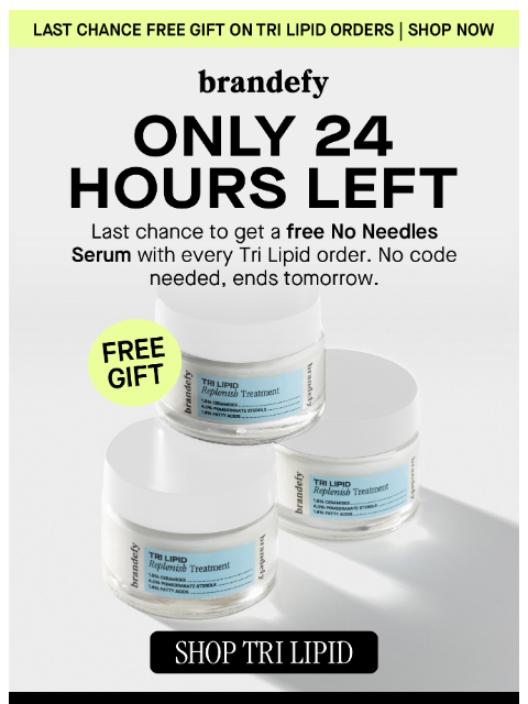 brandefyskin newsletter: FREE GIFT ENDS IN 24 HOURS