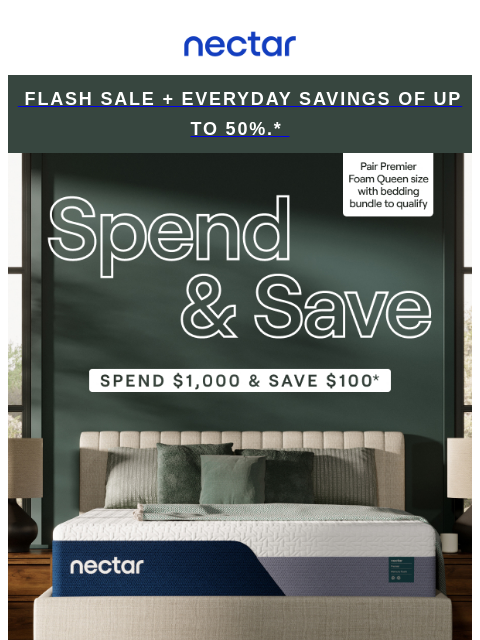 Explore our Premier Foam Mattress & add-on a Bedding Bundle. Plus, enjoy everyday savings of up to 50%.* All mattress purchases include our 365-night risk-free home trial & free standard