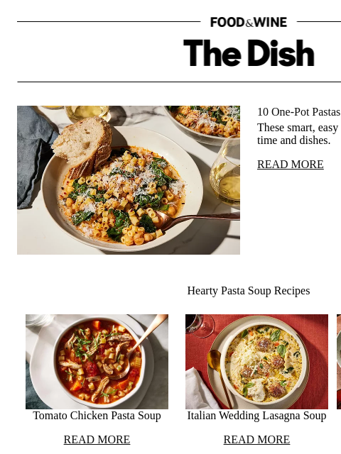 foodandwine newsletter: 10 One-Pot Pastas for Effortless Dinners