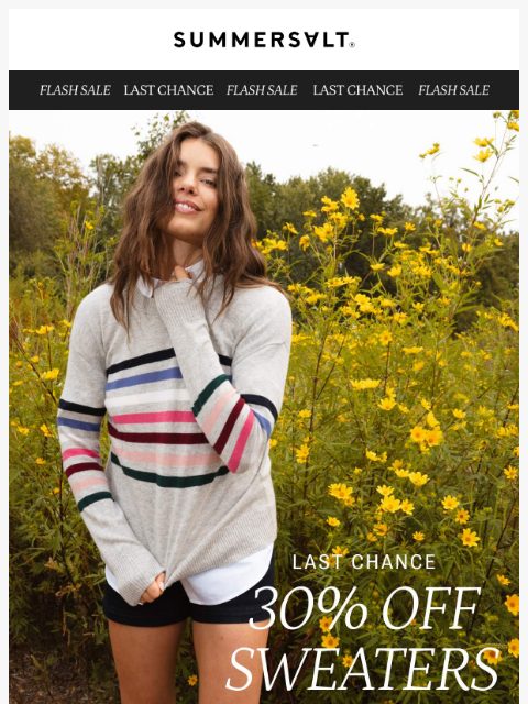 summersalt newsletter: Sweater weather, now 30% off
