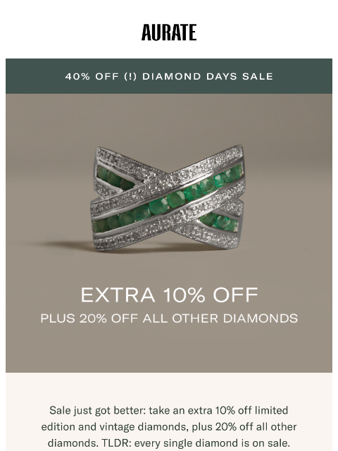 auratenewyork newsletter: 🚨 EXTRA 10% OFF DIAMONDS
