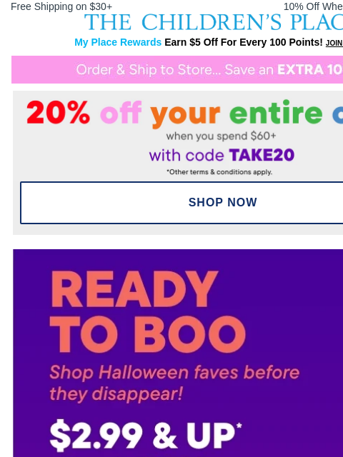 childrensplace newsletter: $2.99+ Spooky Styles are Calling... 👻