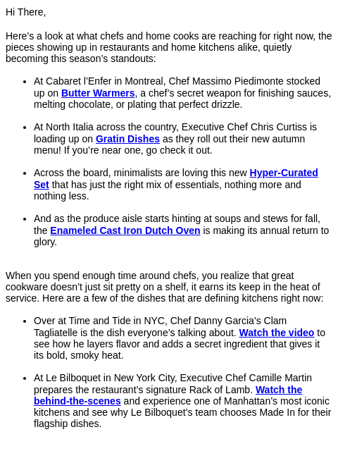 madeincookware newsletter: This Week’s Sneaky Hits