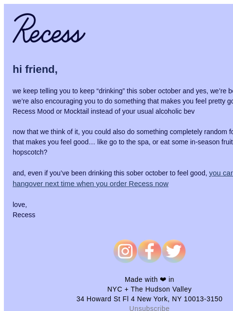 takearecess newsletter: keep “drinking” & feeling good