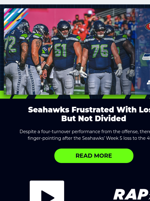seahawksemail newsletter: Seahawks Frustrated With Loss, But Not Divided