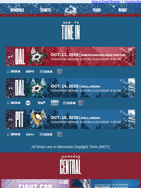 thecoloradoavalanche newsletter: Tune In as the Avalanche Take on the Stars and Pen...