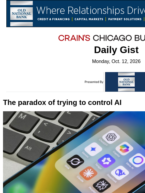 crainalerts newsletter: The paradox of trying to control AI