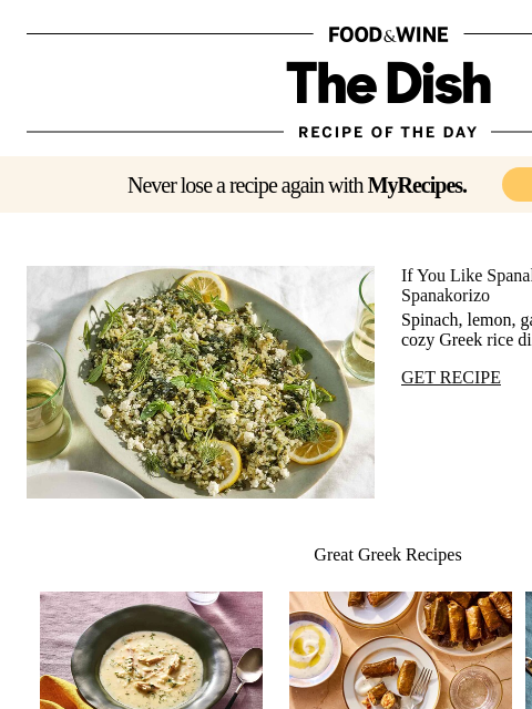 foodandwine newsletter: Spanakorizo