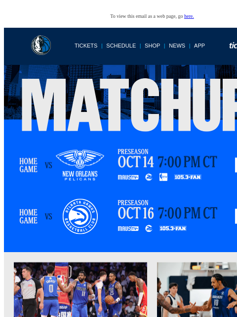 mavsmail newsletter: Mavs Matchups 🎟️ 📺