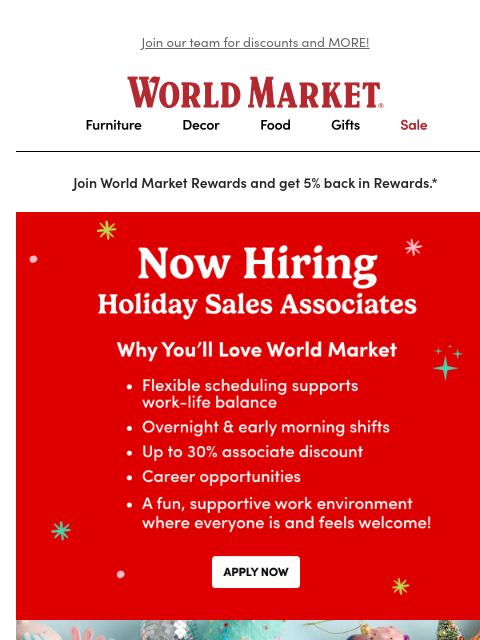 emailworldmarket newsletter: 🎉 We're HIRING for the holidays!