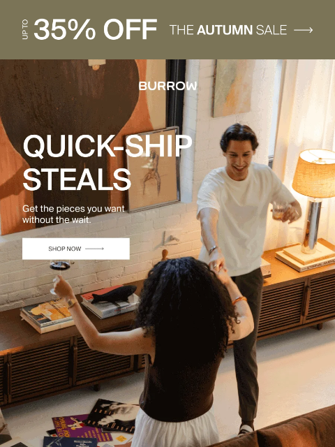 burrow newsletter: Autumn Sale: up to 35% off quick-ship