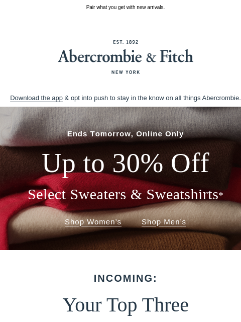 abercrombie newsletter: This online only sale ends soon...