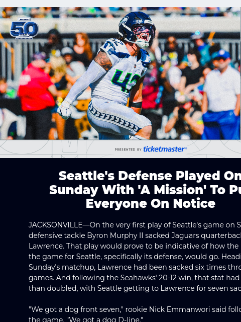 seahawksemail newsletter: Seattle's Defense On 'A Mission' To Put Everyone O...