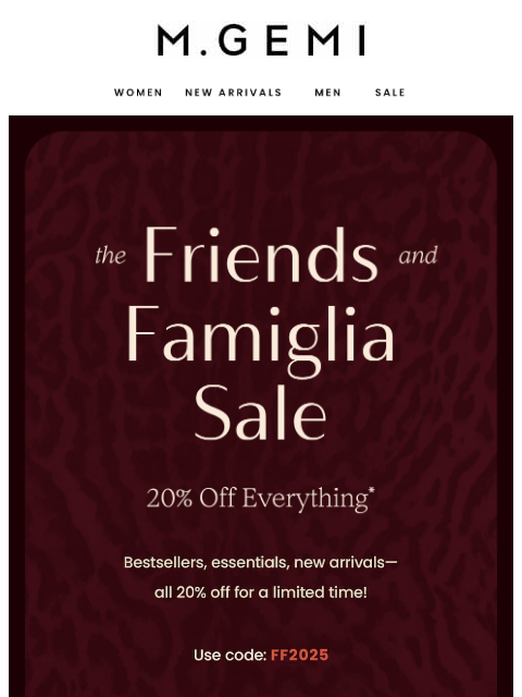 mgemi newsletter: Ready, Set, SALE! Take 20% Off Everything