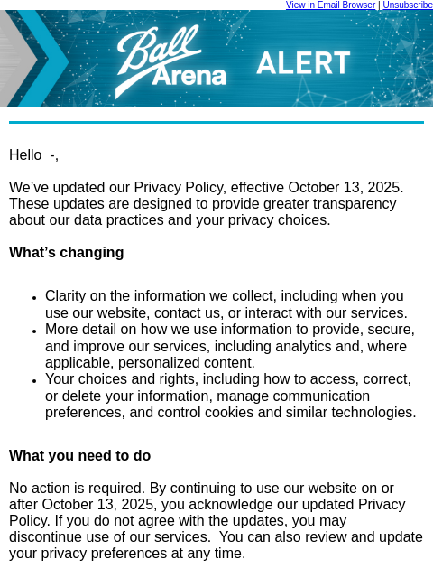kroenkeentertainment newsletter: We have updated our Privacy Policy