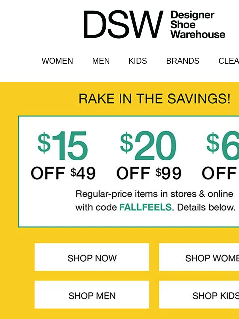 dsw newsletter: $15 off new fall boots!!