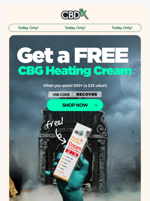 cbdfx newsletter: Get a FREE CBG Muscle & Joint Cream w/qualifying p...