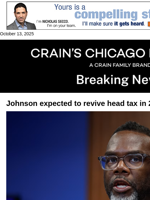 crainalerts newsletter: Johnson expected to revive head tax in upcoming bu...