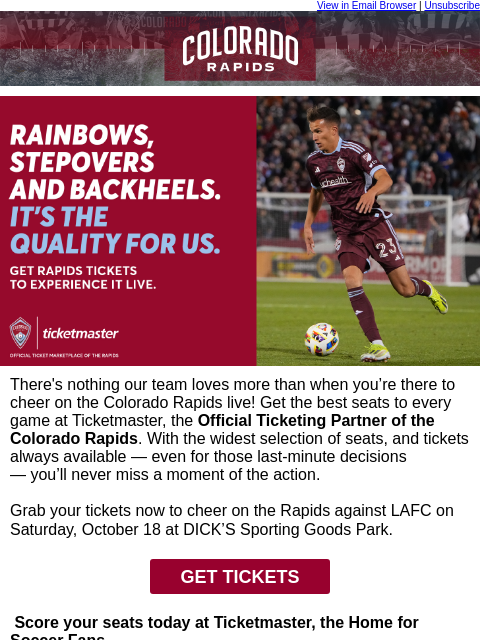 thecoloradorapids newsletter: Get Tickets for Colorado Rapids vs LAFC