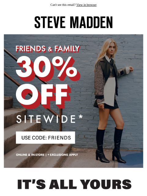 stevemadden newsletter: Friendly Reminder: 30% Off