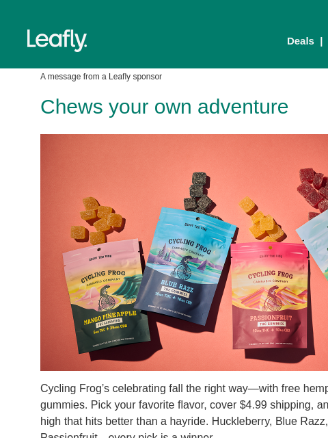 leafly newsletter: Free fall gummies 🐸