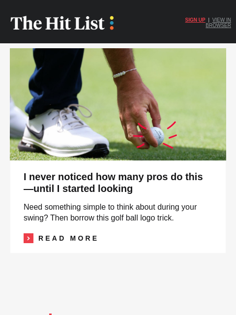 golfdigest newsletter: The golf ball logo trick pros love