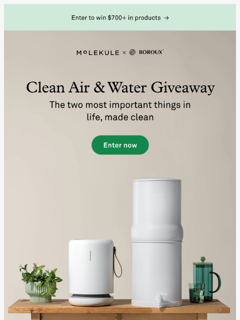 molekule newsletter: 🚨 GIVEAWAY 🚨 Win advanced water & air filtration