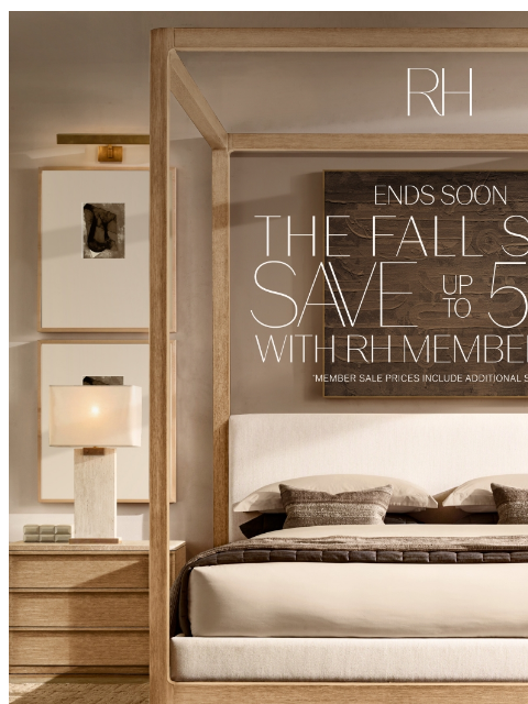 rh newsletter: Enjoy Up to 50% Off Bedroom, Bath, Living & More