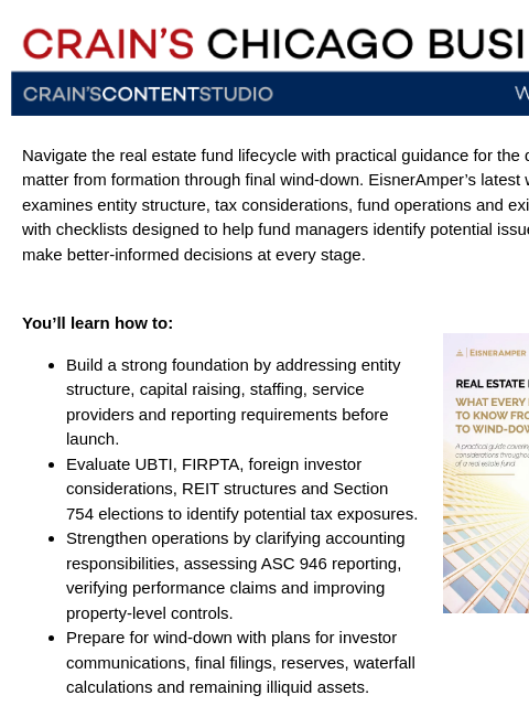 craincontentstudio newsletter: Real estate fund essentials from launch to wind-do...
