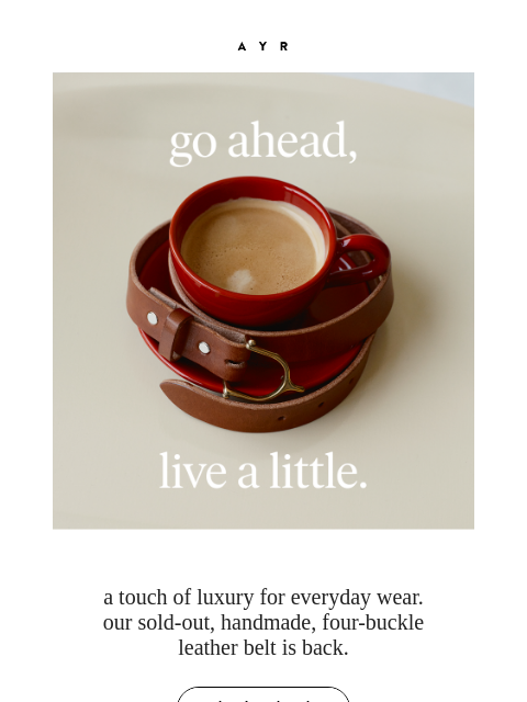 ayr newsletter: the nicest belt you’ve ever worn