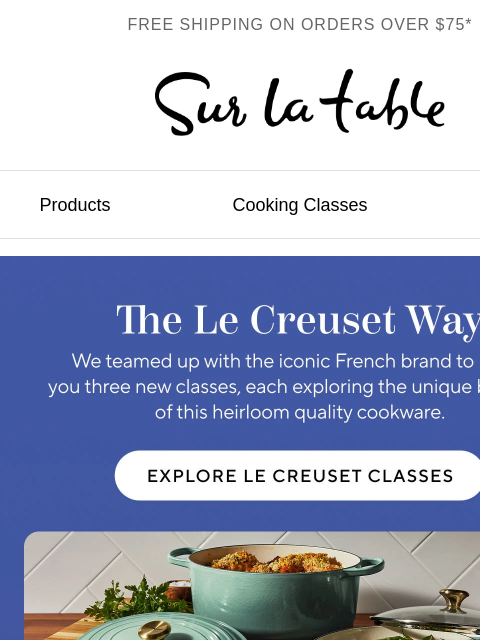 surlatable newsletter: Et voila! Classic dishes with Le Creuset.
