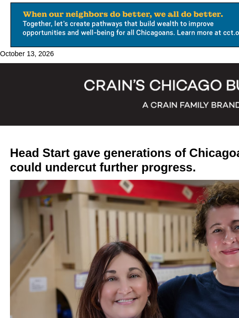 crainalerts newsletter: Chicago's Head Start providers sound the alarm