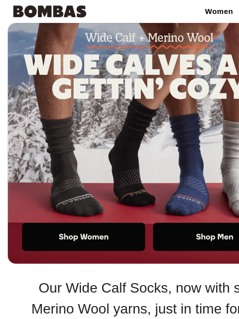 bombas newsletter: Wide Calf Socks, Now With Merino Wool
