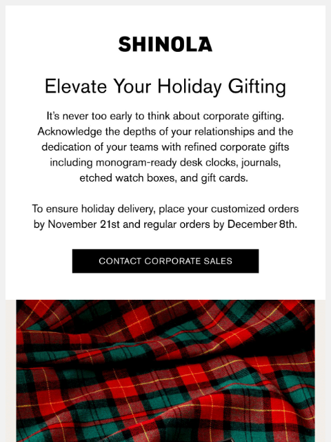 shinola newsletter: Exceptional corporate gifts in time for holiday ch...