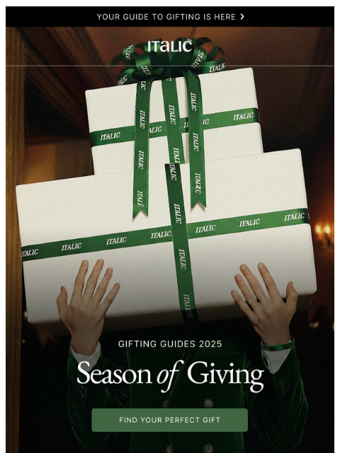 italic newsletter: Now Live: Holiday Gift Guide!