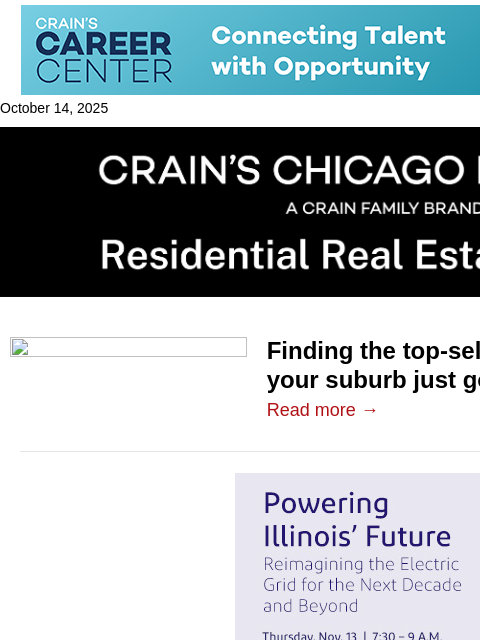 crainalerts newsletter: Who's selling the most homes near you?