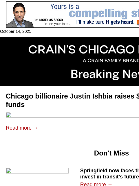 crainalerts newsletter: Billionaire raises $850M for new PE funds