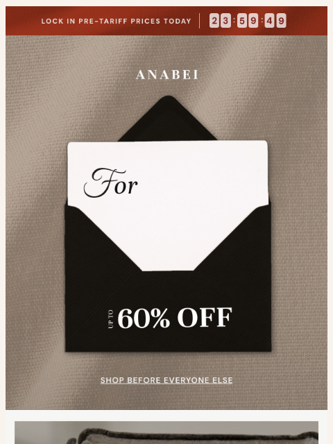 anabei newsletter: VIP Access & Pre-Tariff Prices 🖤