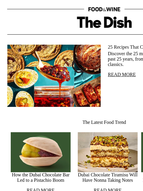 foodandwine newsletter: 25 Recipes That Changed How America Cooks