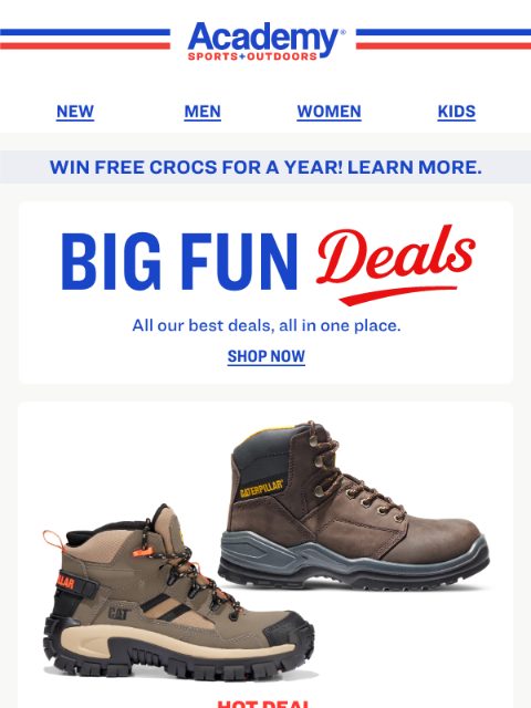 academy newsletter: See How to Win FREE CROCS for a year. 🤯