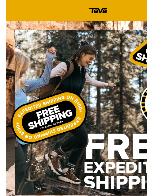 teva newsletter: FREE Expedited Shipping on $100+ Orders