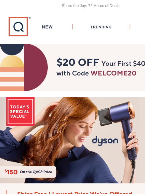 qvcemail newsletter: $150 Off! Dyson Supersonic Hair Dryer + Get $20 Of...