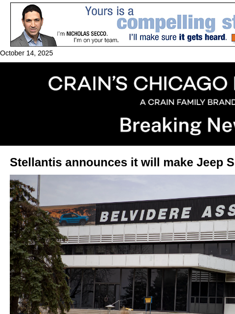 crainalerts newsletter: Stellantis says it's reopening Belvidere to build ...